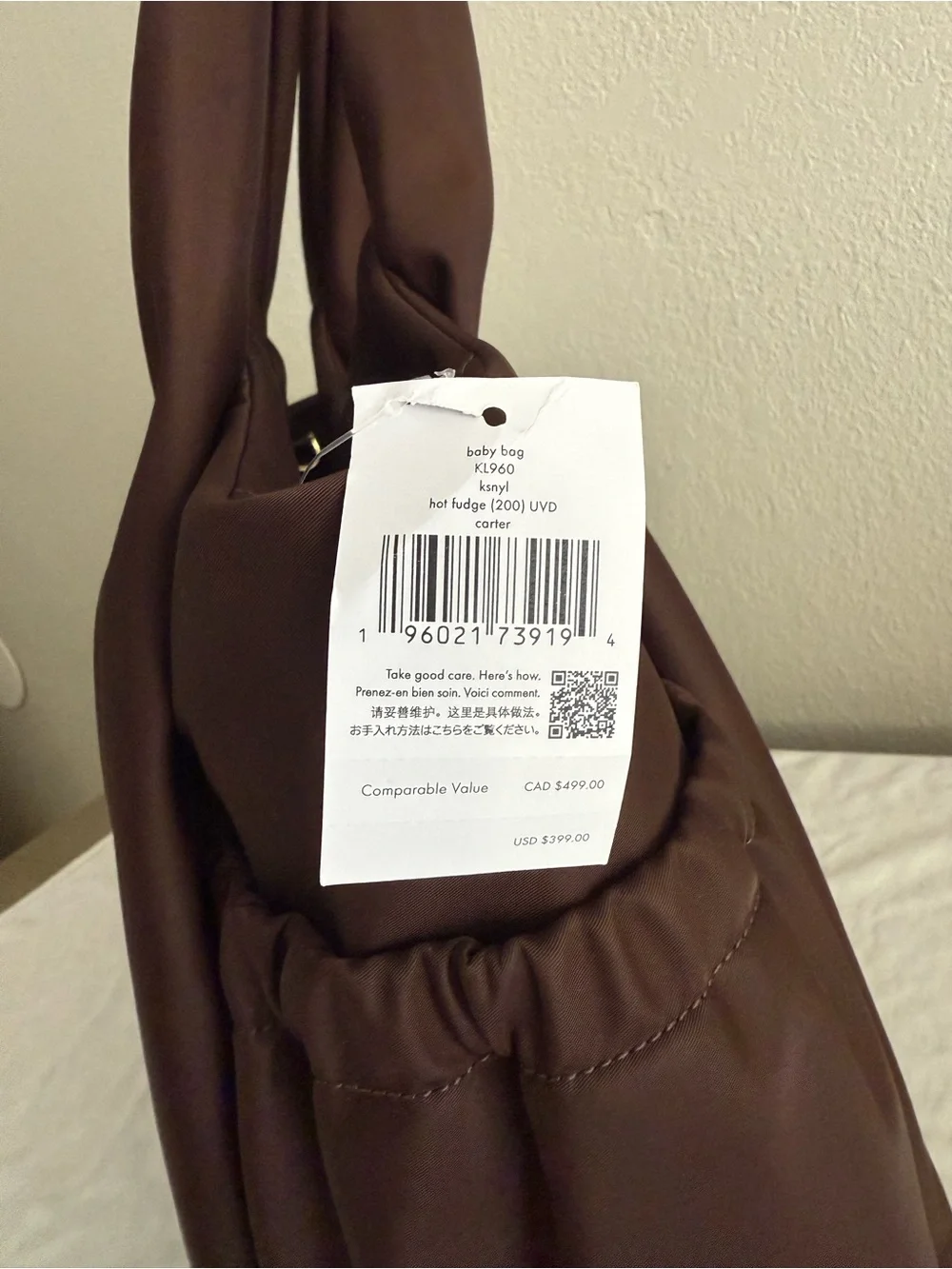kate spade Carter Nylon Large Baby Bag in deep brown